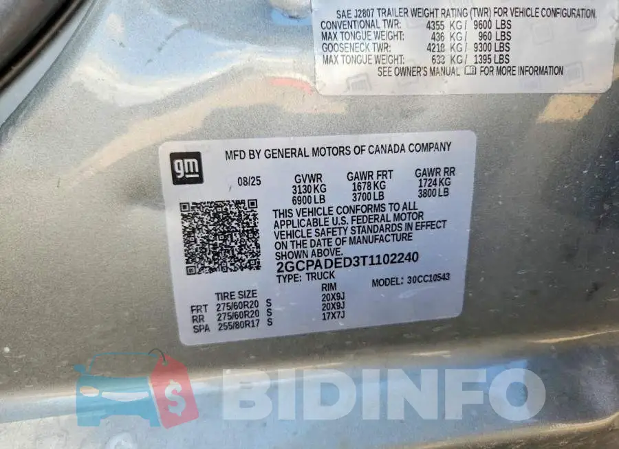 2GCPADED3T1102240 Photo# 12