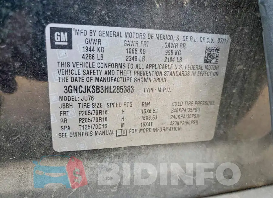 3GNCJKSB3HL285383 Photo# 12