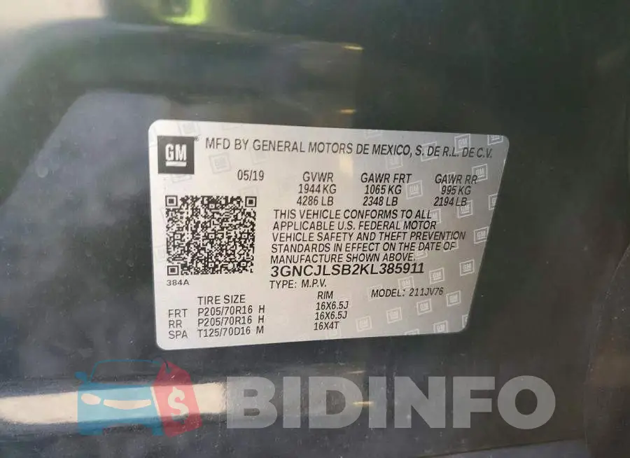 3GNCJLSB2KL385911 Photo# 13