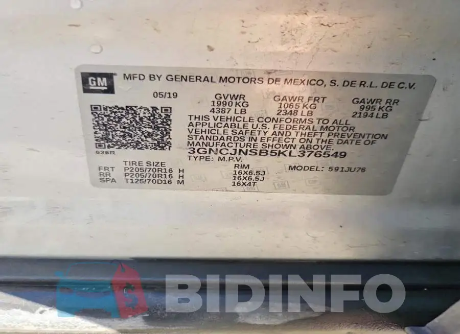 3GNCJNSB5KL376549 Photo# 13