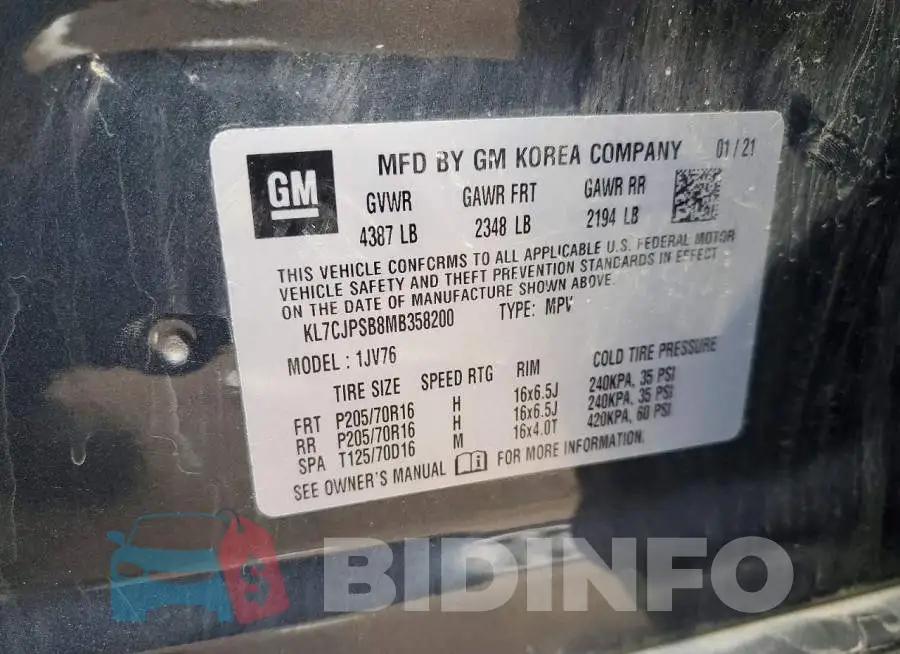 KL7CJPSB8MB358200 Photo# 13