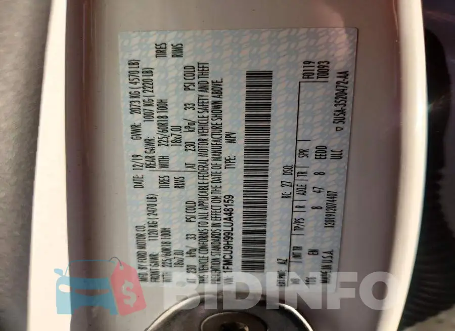1FMCU9H99LUA48159 Photo# 13