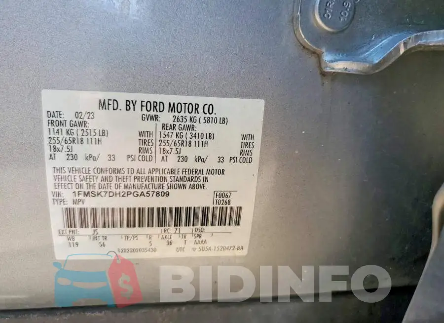 1FMSK7DH2PGA57809 Photo# 13