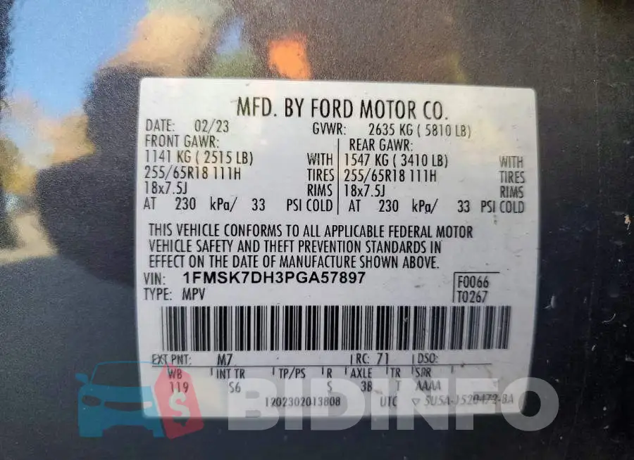 1FMSK7DH3PGA57897 Photo# 13