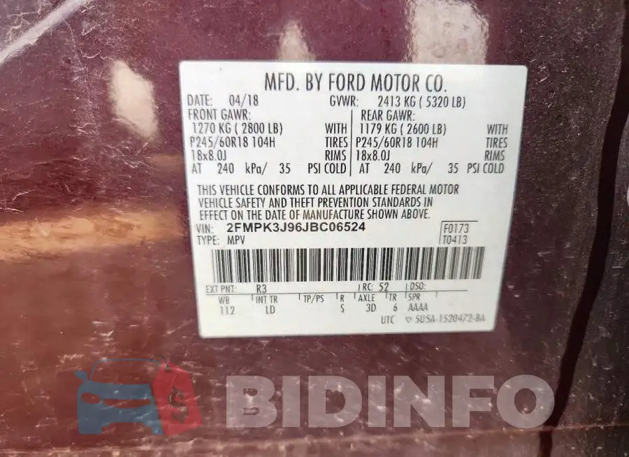 2FMPK3J96JBC06524 Photo# 12