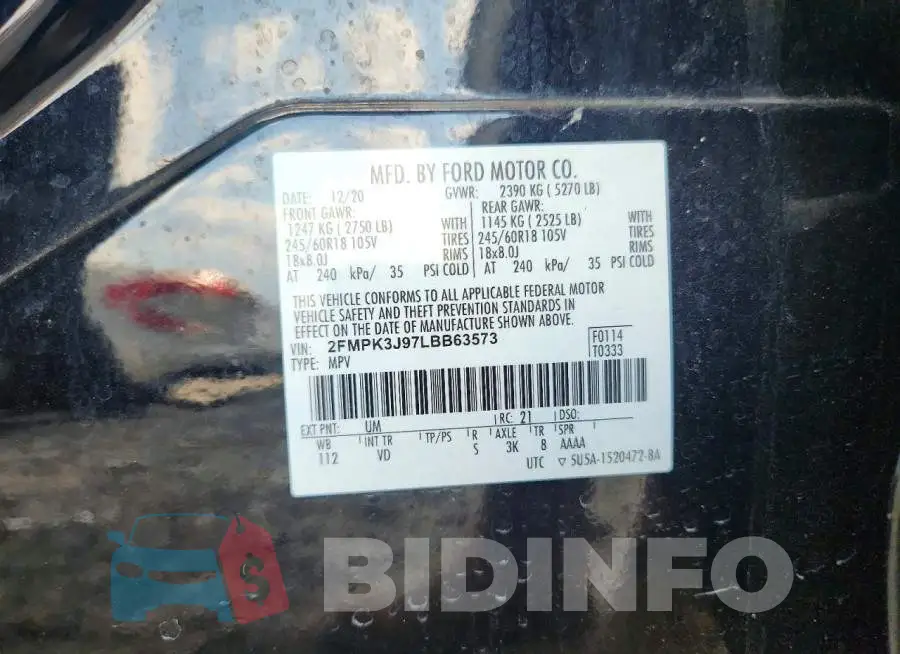 2FMPK3J97LBB63573 Photo# 13