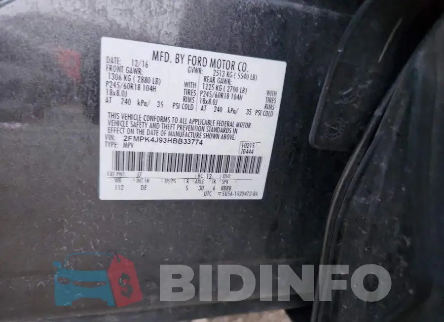 2FMPK4J93HBB33774 Photo# 13