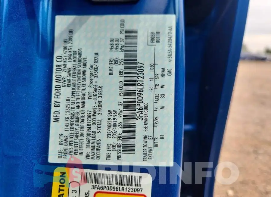 3FA6P0D96LR123097 Photo# 13