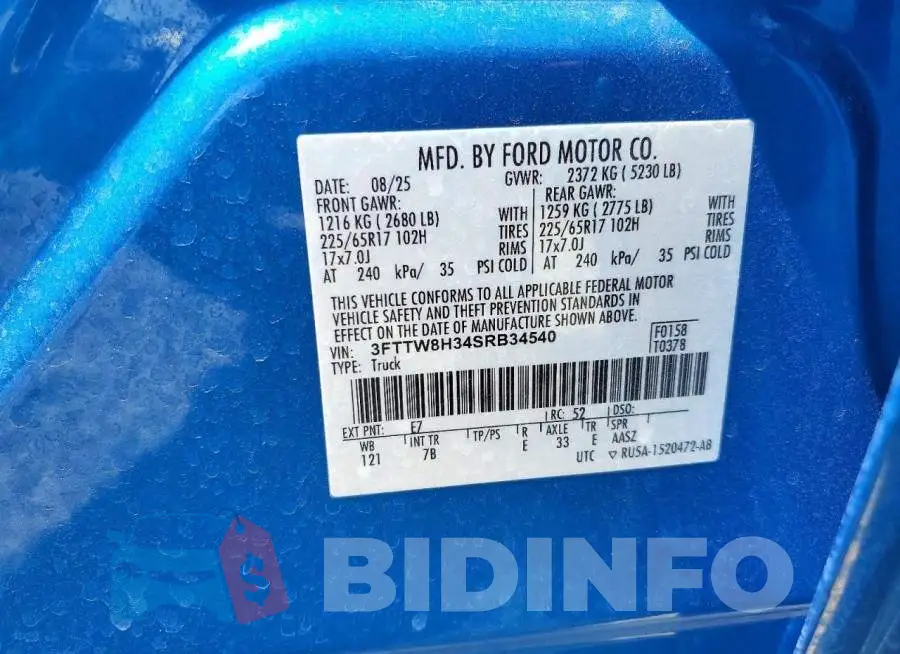 3FTTW8H34SRB34540 Photo# 12
