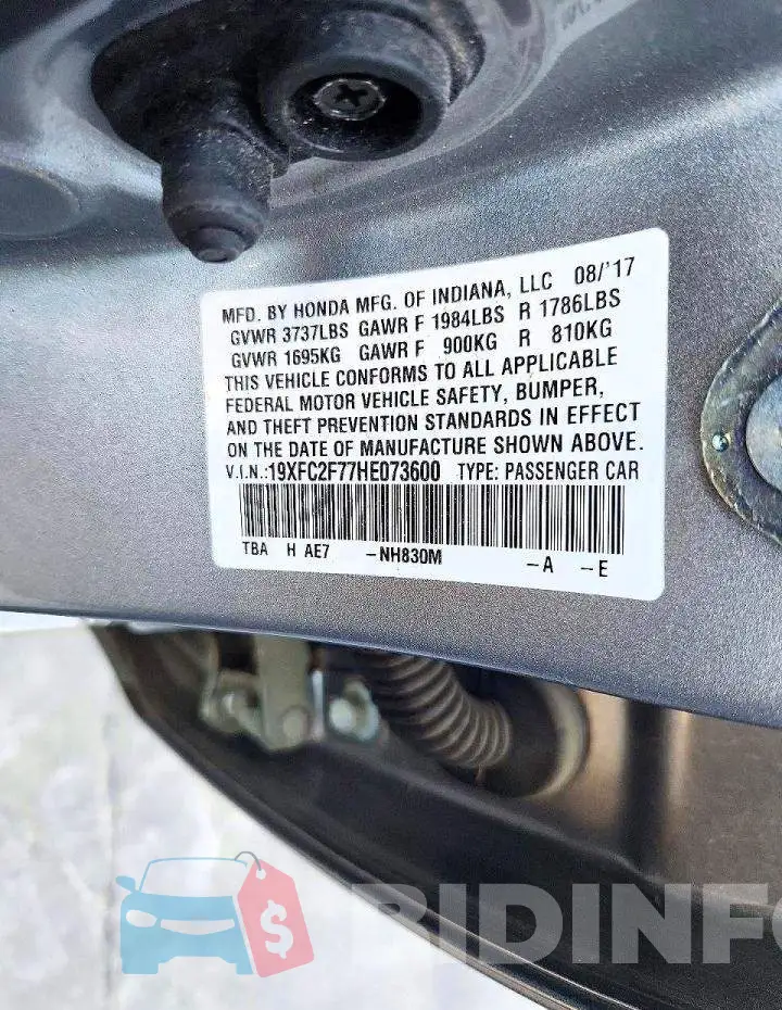 19XFC2F77HE073600 Photo# 13