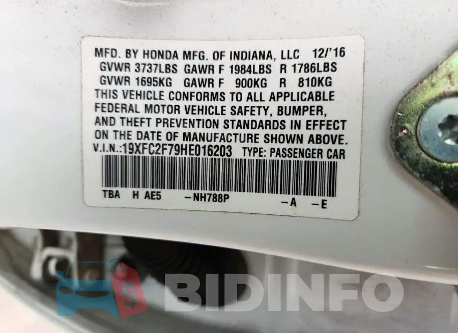 19XFC2F79HE016203 Photo# 12