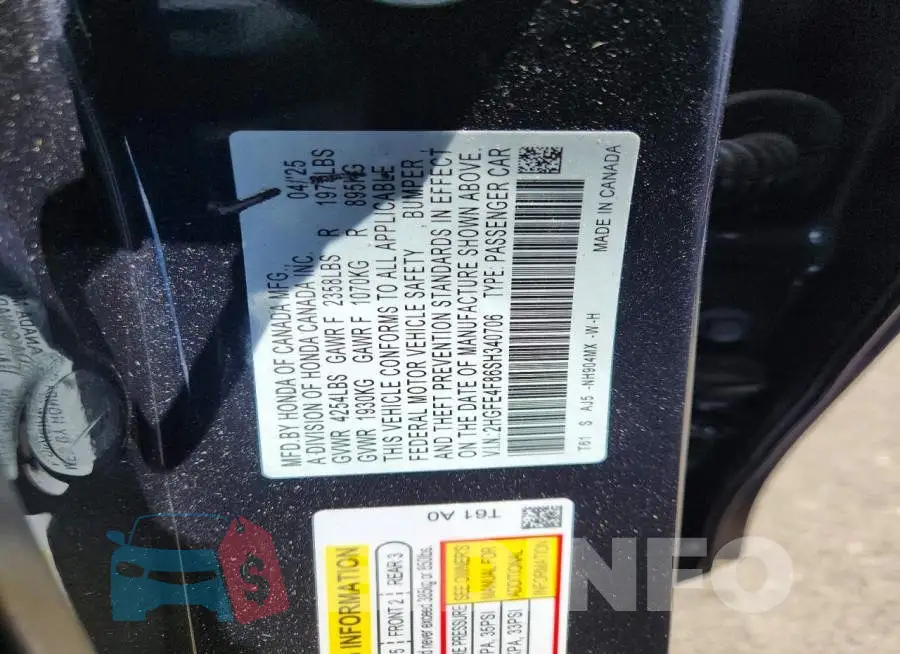 2HGFE4F86SH340706 Photo# 12