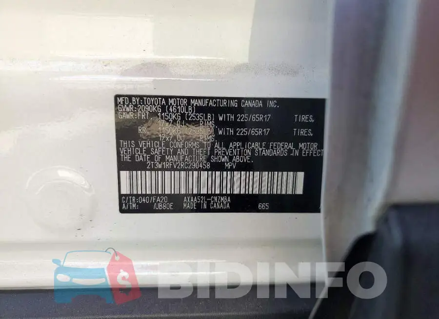 2T3W1RFV2RC290458 Photo# 14
