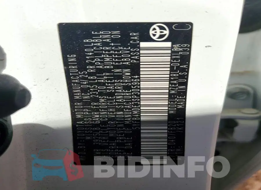 5YFB4MDE3SP305964 Photo# 13