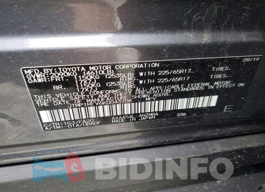 JTMP1RFV6KD043708 Photo# 14