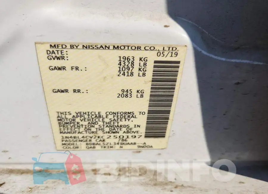 1N4BL4CV2KC250197 Photo# 12