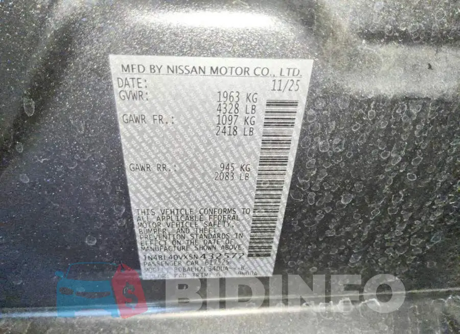1N4BL4DVXSN432572 Photo# 13