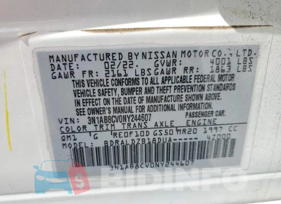 3N1AB8CV0NY244607 Photo# 12