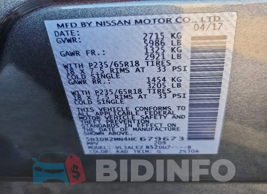 5N1DR2MN4HC679673 Photo# 14