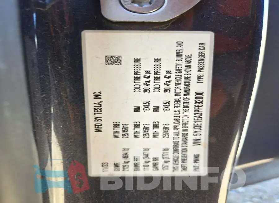 5YJ3E1EA3PF692000 Photo# 12