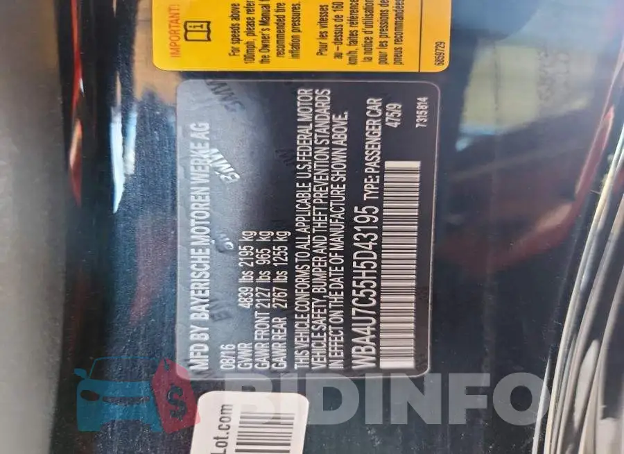 WBA4U7C55H5D43195 Photo# 13