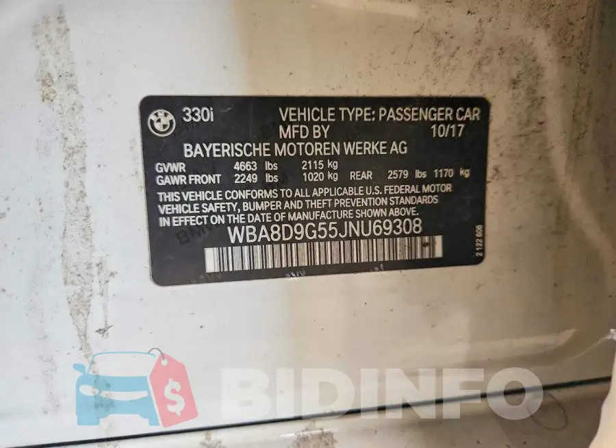 WBA8D9G55JNU69308 Photo# 12