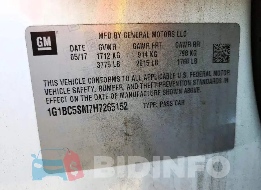 1G1BC5SM7H7265152 Photo# 12