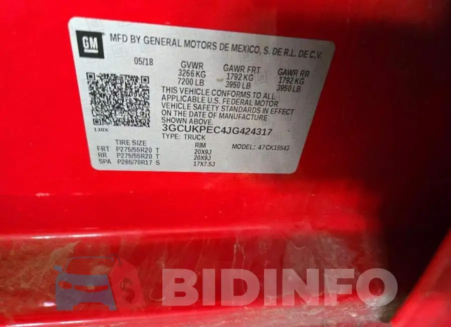 3GCUKPEC4JG424317 Photo# 12