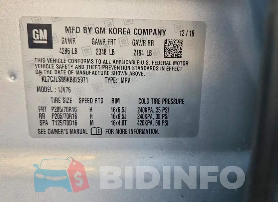 KL7CJLSB9KB825971 Photo# 13