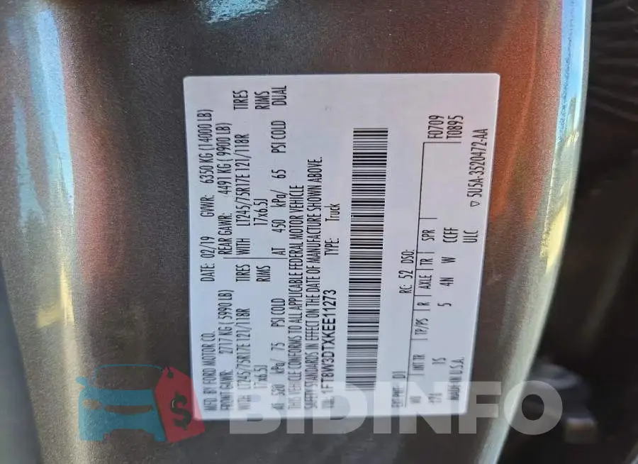 1FT8W3DTXKEE11273 Photo# 13