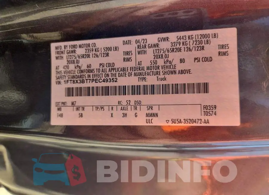 1FT8X3BT7PEC49352 Photo# 13