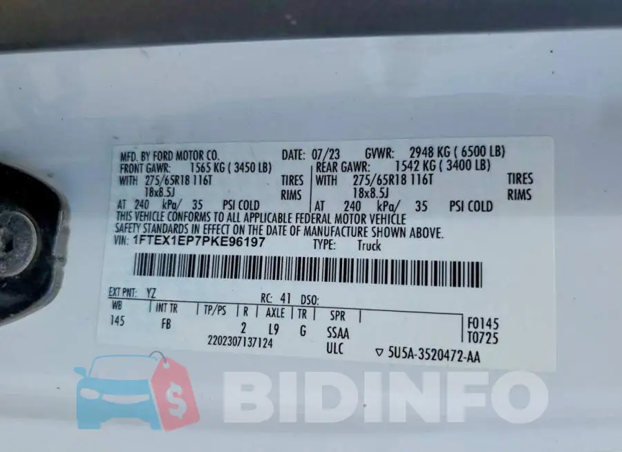 1FTEX1EP7PKE96197 Photo# 12