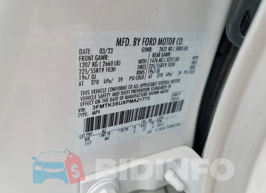 3FMTK3SUXPMA21773 Photo# 13