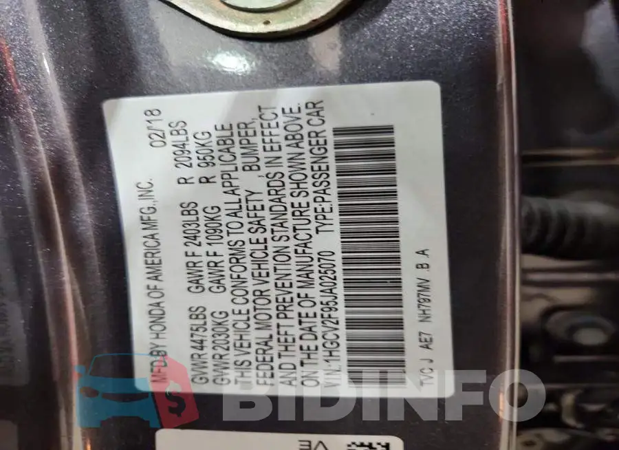 1HGCV2F95JA025070 Photo# 13