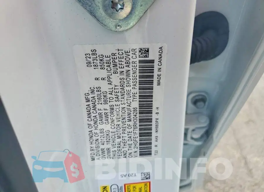 2HGFE1F76RH304286 Photo# 12