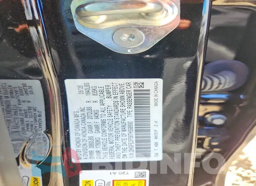 2HGFE2F58TH598690 Photo# 12