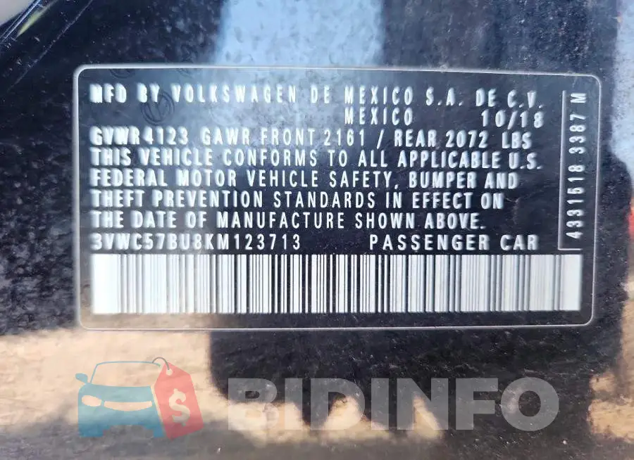 3VWC57BU8KM123713 Photo# 12