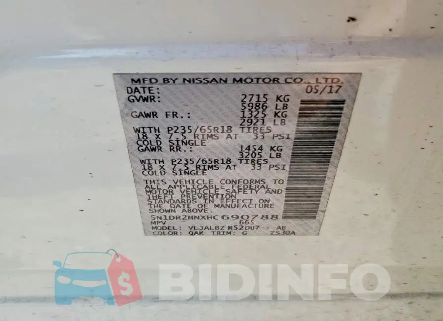 5N1DR2MNXHC690788 Photo# 14