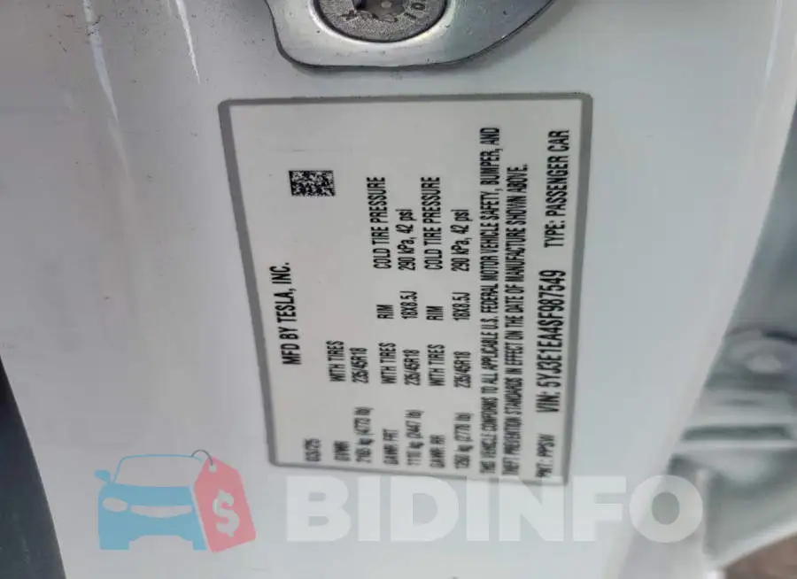 5YJ3E1EA4SF987549 Photo# 12
