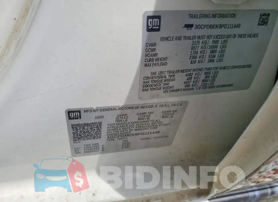 3GCPDBEK9PG111449 Photo# 12