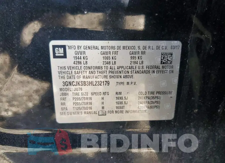 3GNCJKSB3HL232179 Photo# 13