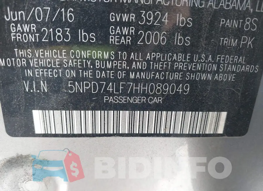5NPD74LF7HH089049 Photo# 9