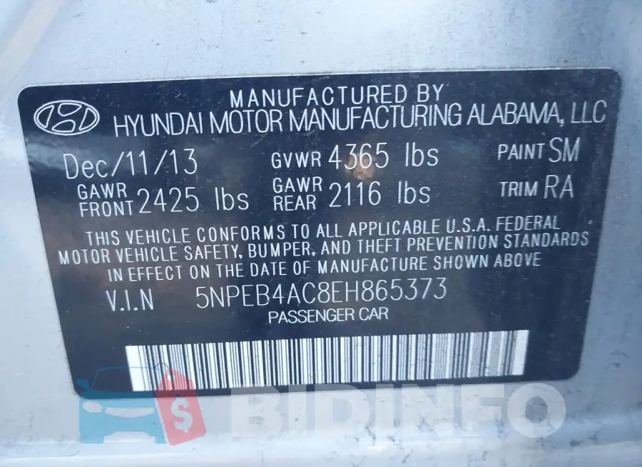 5NPEB4AC8EH865373 Photo# 9