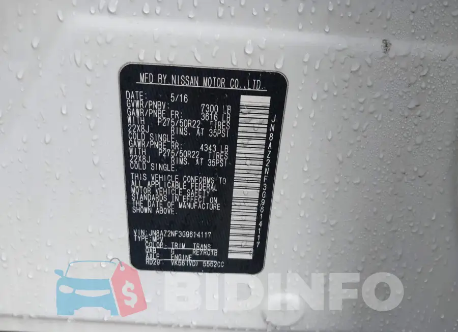 JN8AZ2NF3G9614117 Photo# 9