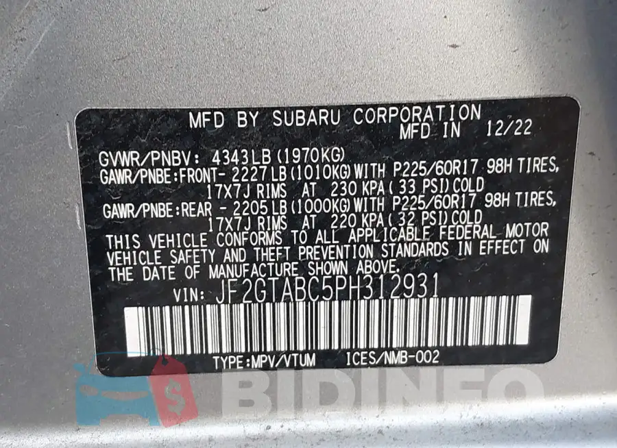 JF2GTABC5PH312931 Photo# 9