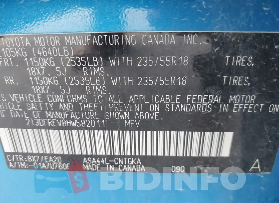 2T3DFREV8HW582011 Photo# 9