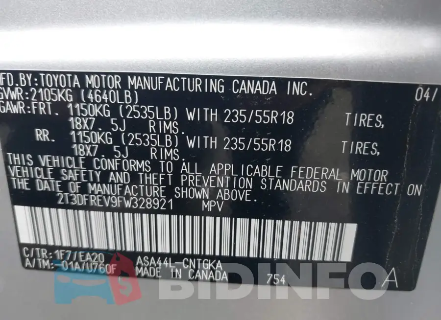 2T3DFREV9FW328921 Photo# 9