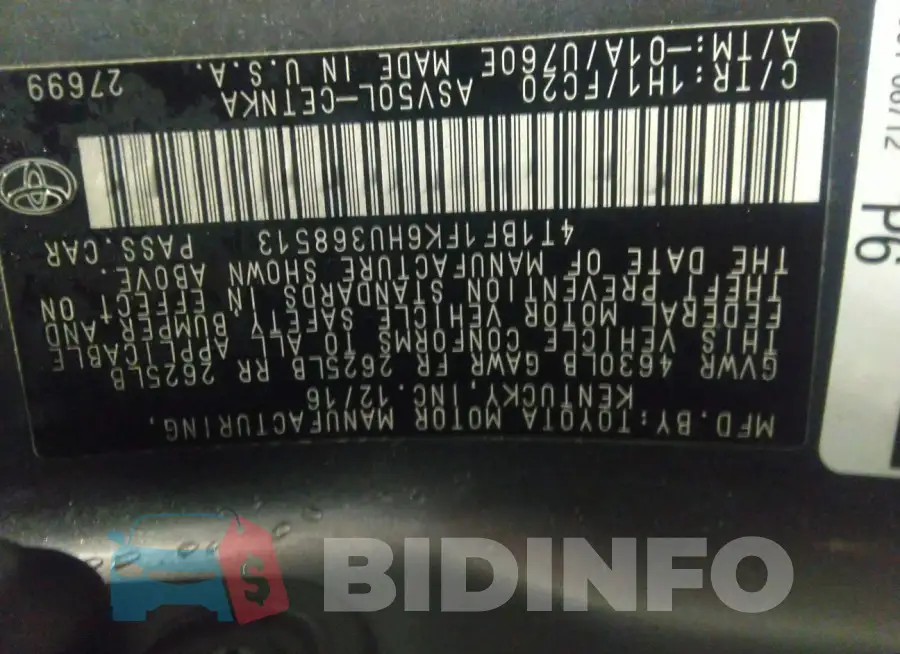 4T1BF1FK6HU368513 Photo# 9