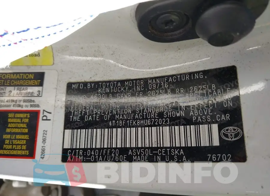 4T1BF1FK8HU672023 Photo# 9