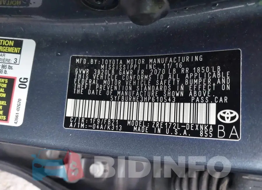 5YFBURHE3HP610543 Photo# 9